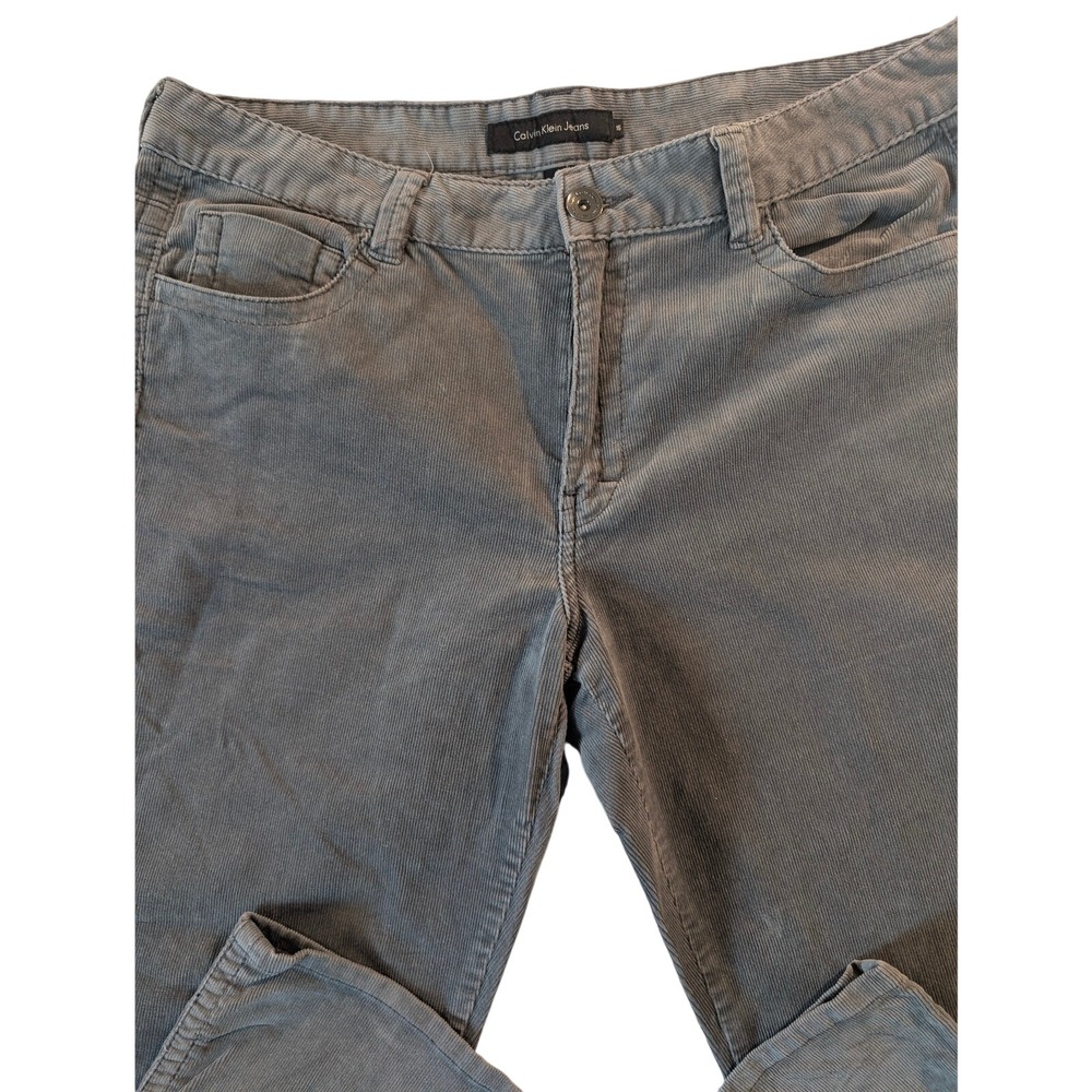 Calvin Klein Jeans corduroy women's size 16 gray‎ mid-rise straight leg Fall